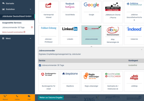 Via One-Click-Recruiter Stellenanzeigen im Jobrecommender publizieren