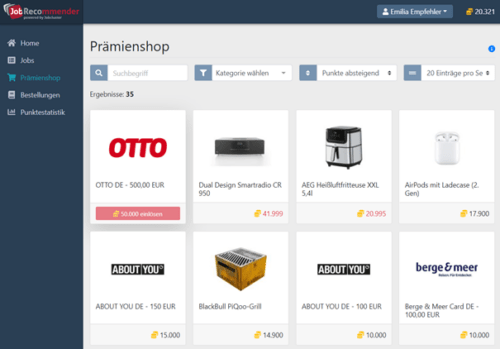 Jobrecommender Prämienshop