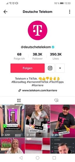 Telekom TikTok Karriereseite