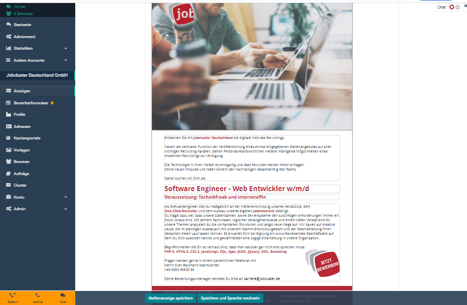 Optimierte Stellenanzeige im One-Click-Recruiter Optimierte Stellenanzeige im One-Click-Recruiter