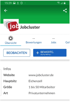 Jobcluster Glassdoor Auftritt