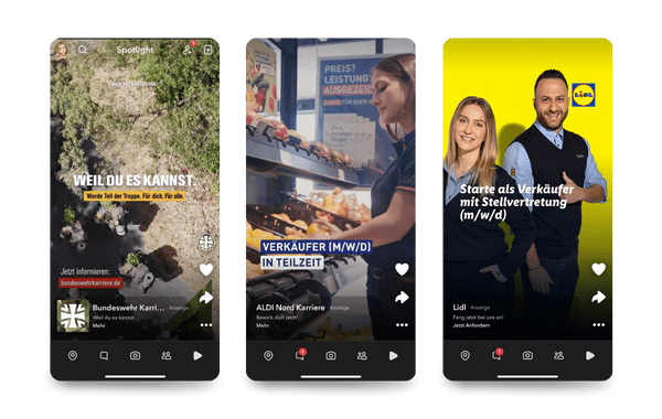 Snapchat Ads Beispiele im Bereich „Spotlight“ 