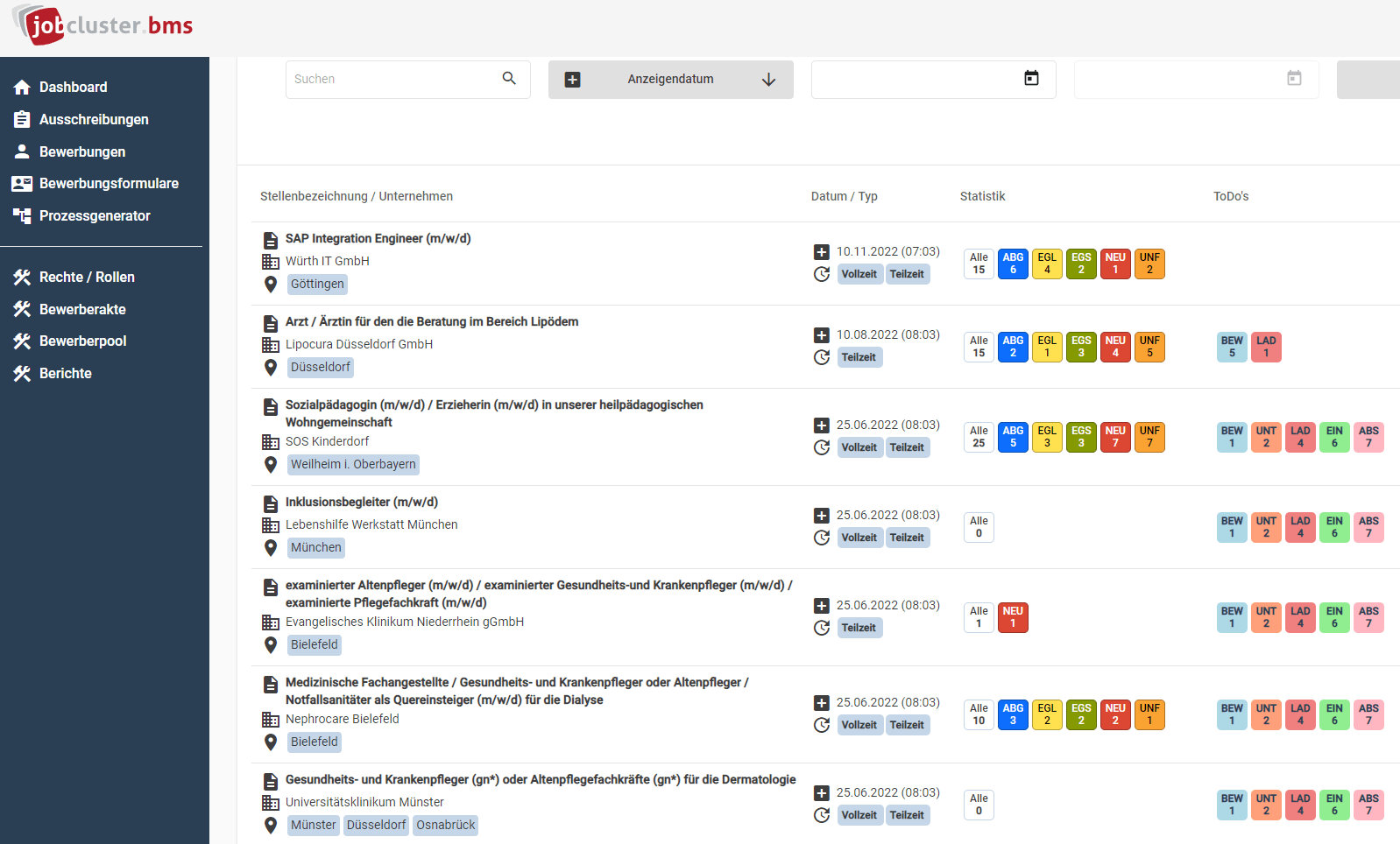 Jobcluster Bewerbermanagmentsystem