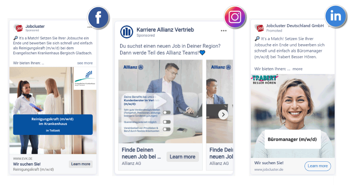 Anzeigen auf Facebook, Instagram und LinkedIn mit Programmatic Job Ads